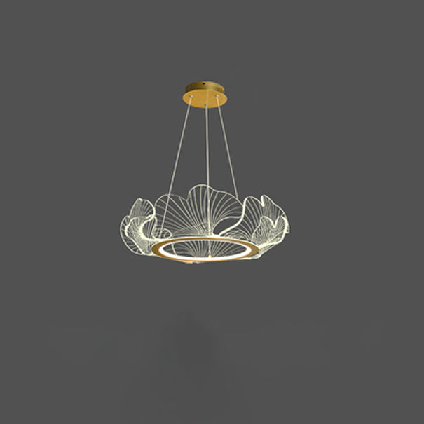 Modern Art Deco Ginkgo Leaf Glass Acrylic LED Chandelier For Living Room