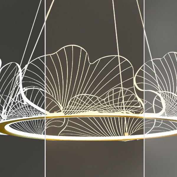 Modern Art Deco Ginkgo Leaf Glass Acrylic LED Chandelier For Living Room