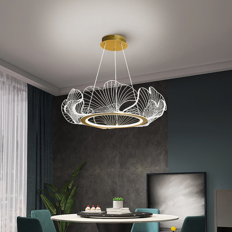 Modern Art Deco Ginkgo Leaf Glass Acrylic LED Chandelier For Living Room