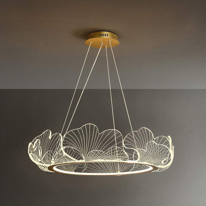 Modern Art Deco Ginkgo Leaf Glass Acrylic LED Chandelier For Living Room
