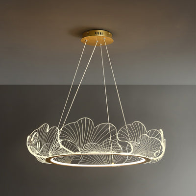 Modern Art Deco Ginkgo Leaf Glass Acrylic LED Chandelier For Living Room