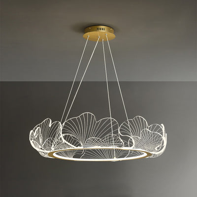Modern Art Deco Ginkgo Leaf Glass Acrylic LED Chandelier For Living Room