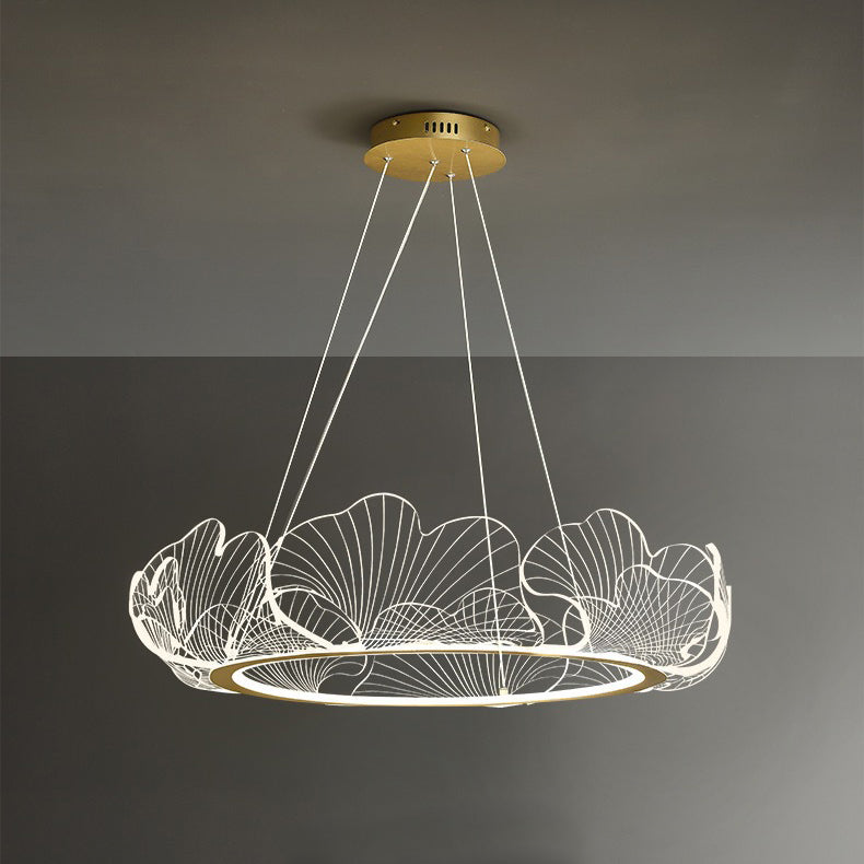 Modern Art Deco Ginkgo Leaf Glass Acrylic LED Chandelier For Living Room