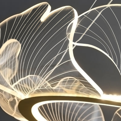 Modern Art Deco Ginkgo Leaf Glass Acrylic LED Chandelier For Living Room