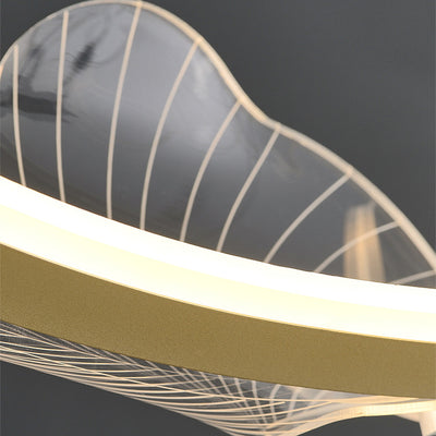 Modern Art Deco Ginkgo Leaf Glass Acrylic LED Chandelier For Living Room