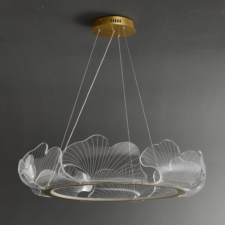 Modern Art Deco Ginkgo Leaf Glass Acrylic LED Chandelier For Living Room