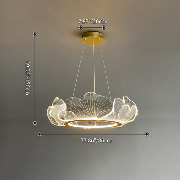Modern Art Deco Ginkgo Leaf Glass Acrylic LED Chandelier For Living Room