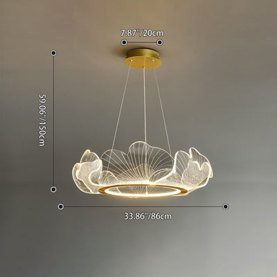 Modern Art Deco Ginkgo Leaf Glass Acrylic LED Chandelier For Living Room