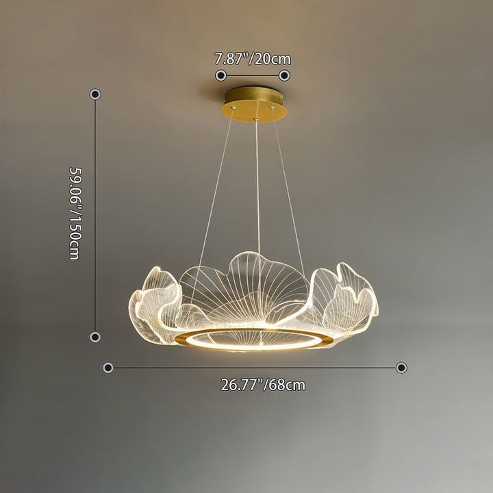 Modern Art Deco Ginkgo Leaf Glass Acrylic LED Chandelier For Living Room