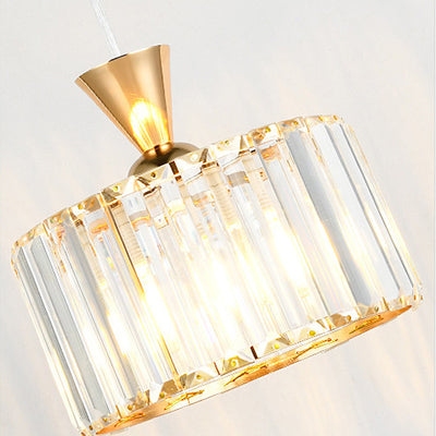 Lámpara de araña moderna minimalista redonda de hierro y cobre con cristal de 1/2 luces para comedor 