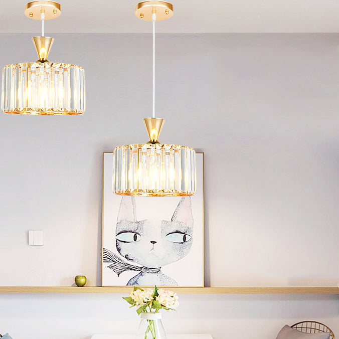 Lámpara de araña moderna minimalista redonda de hierro y cobre con cristal de 1/2 luces para comedor 