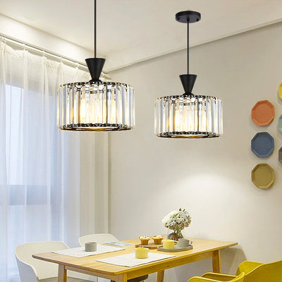 Lámpara de araña moderna minimalista redonda de hierro y cobre con cristal de 1/2 luces para comedor 