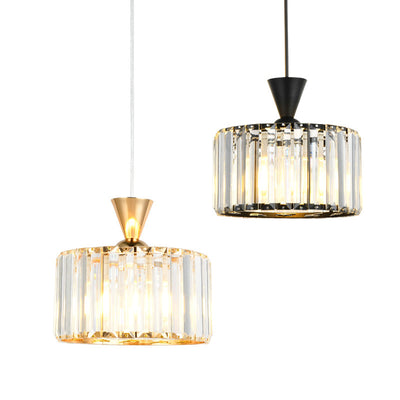 Lámpara de araña moderna minimalista redonda de hierro y cobre con cristal de 1/2 luces para comedor 