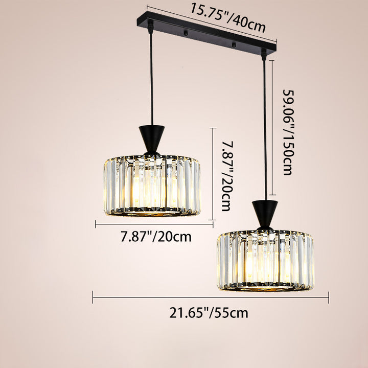 Modern Minimalist Round Iron Copper Crystal 1/2Light lsland Light Chandelier For Dining Room