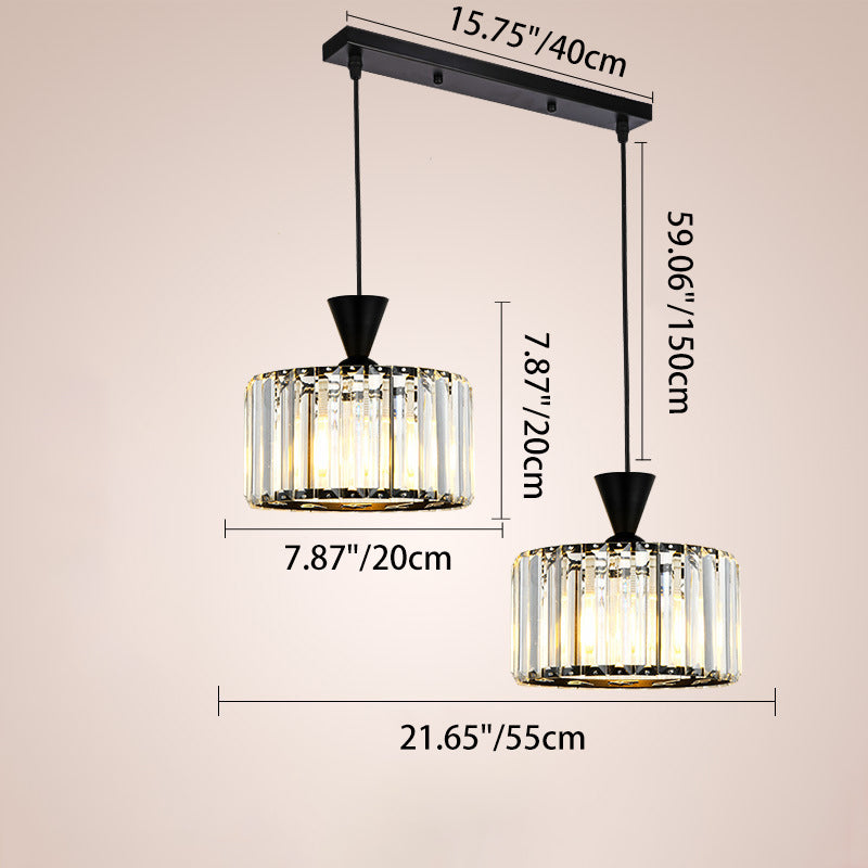 Lámpara de araña moderna minimalista redonda de hierro y cobre con cristal de 1/2 luces para comedor 