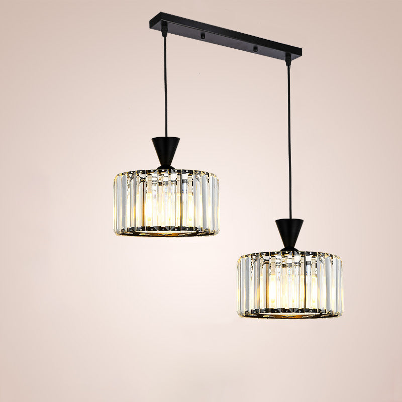 Lámpara de araña moderna minimalista redonda de hierro y cobre con cristal de 1/2 luces para comedor 