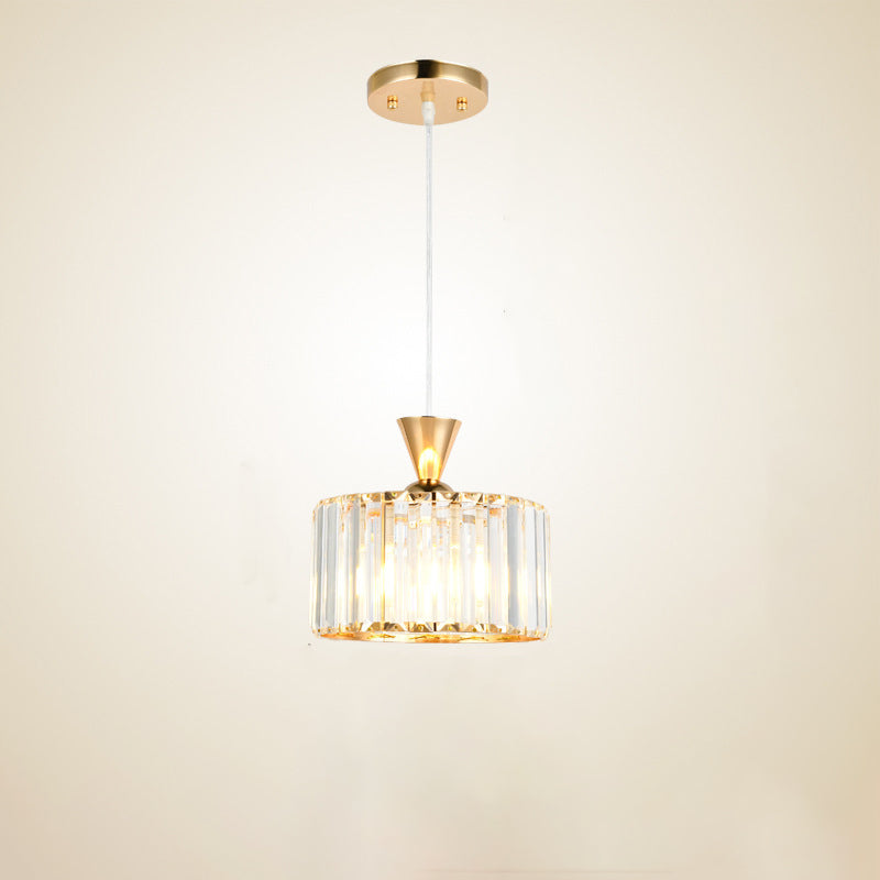 Lámpara de araña moderna minimalista redonda de hierro y cobre con cristal de 1/2 luces para comedor 