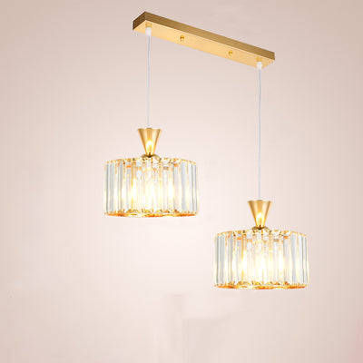 Lámpara de araña moderna minimalista redonda de hierro y cobre con cristal de 1/2 luces para comedor 