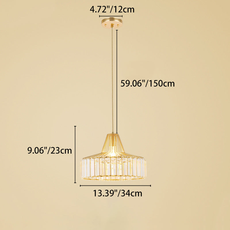 Lámpara colgante contemporánea escandinava redonda de hierro y cobre con cristal de 1 luz para comedor 