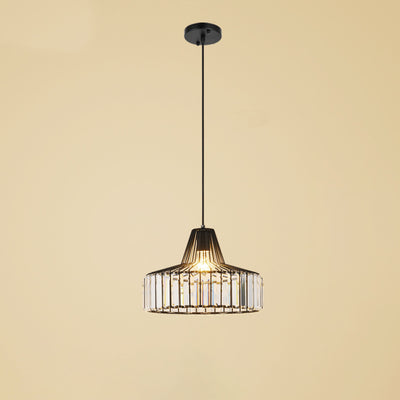 Lámpara colgante contemporánea escandinava redonda de hierro y cobre con cristal de 1 luz para comedor 