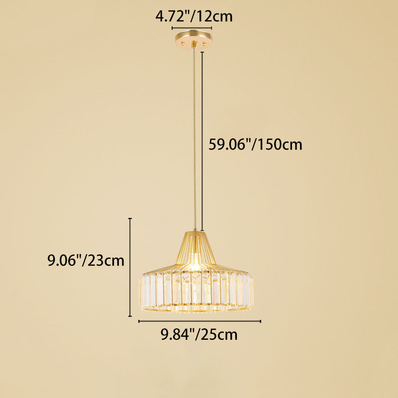 Lámpara colgante contemporánea escandinava redonda de hierro y cobre con cristal de 1 luz para comedor 