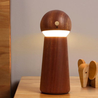 Modern Minimalist Spherical Cone Table Solid Wood Plastics LED Table Lamp For Bedroom