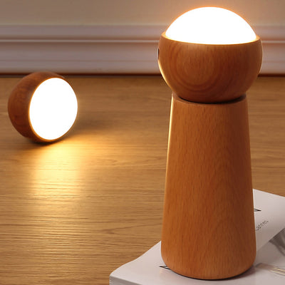 Modern Minimalist Spherical Cone Table Solid Wood Plastics LED Table Lamp For Bedroom