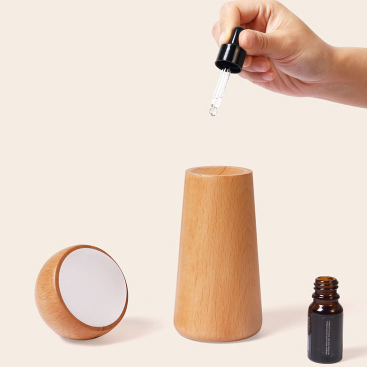 Modern Minimalist Spherical Cone Table Solid Wood Plastics LED Table Lamp For Bedroom
