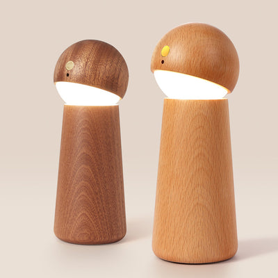 Modern Minimalist Spherical Cone Table Solid Wood Plastics LED Table Lamp For Bedroom