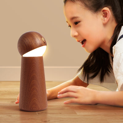 Modern Minimalist Spherical Cone Table Solid Wood Plastics LED Table Lamp For Bedroom