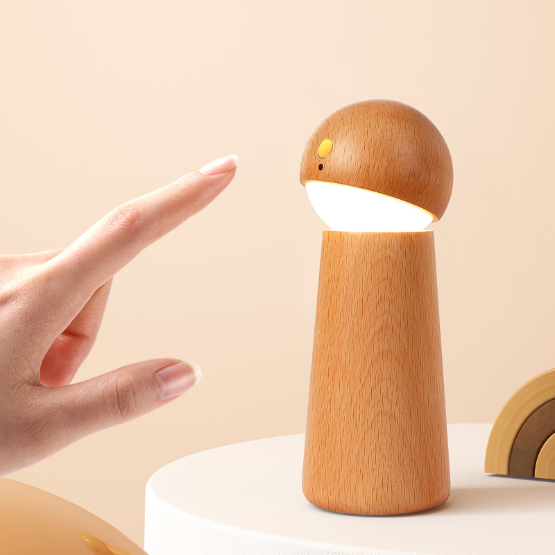 Modern Minimalist Spherical Cone Table Solid Wood Plastics LED Table Lamp For Bedroom
