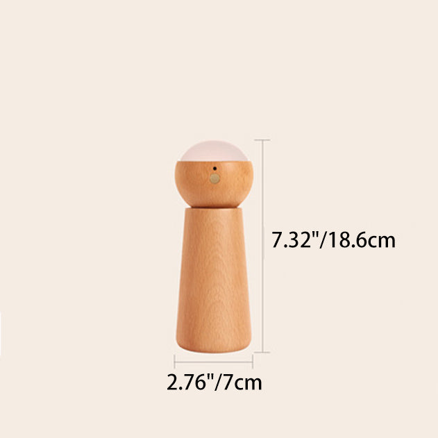 モダンミニマリスト球形コーンテーブルソリッドウッドプラスチックLEDテーブルランプ寝室用 