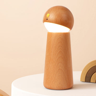 Modern Minimalist Spherical Cone Table Solid Wood Plastics LED Table Lamp For Bedroom