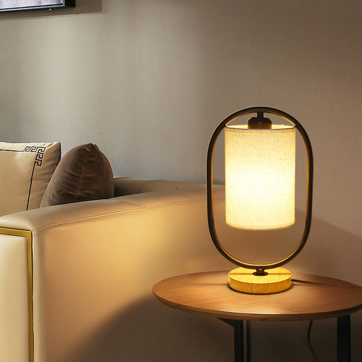 Lampe de table 1 lumière en bois massif cylindre scandinave contemporain pour chambre à coucher 