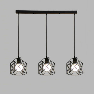 Contemporary Scandinavian Diamond Iron 1/3Light Island Light Chandelier For Dining Room