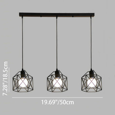 Contemporary Scandinavian Diamond Iron 1/3Light Island Light Chandelier For Dining Room