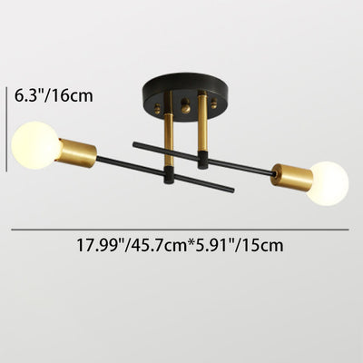 Contemporary Scandinavian Round Iron 2-Light Track Lighting Flush Mount Ceiling Light For Hallway