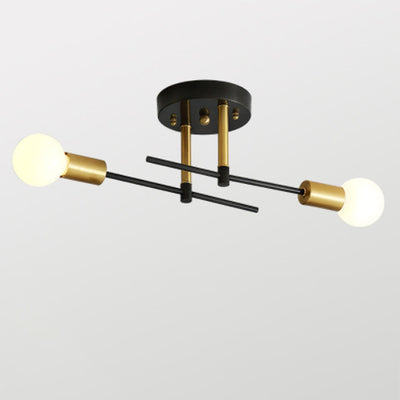 Contemporary Scandinavian Round Iron 2-Light Track Lighting Flush Mount Ceiling Light For Hallway