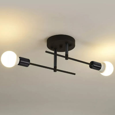 Contemporary Scandinavian Round Iron 2-Light Track Lighting Flush Mount Ceiling Light For Hallway