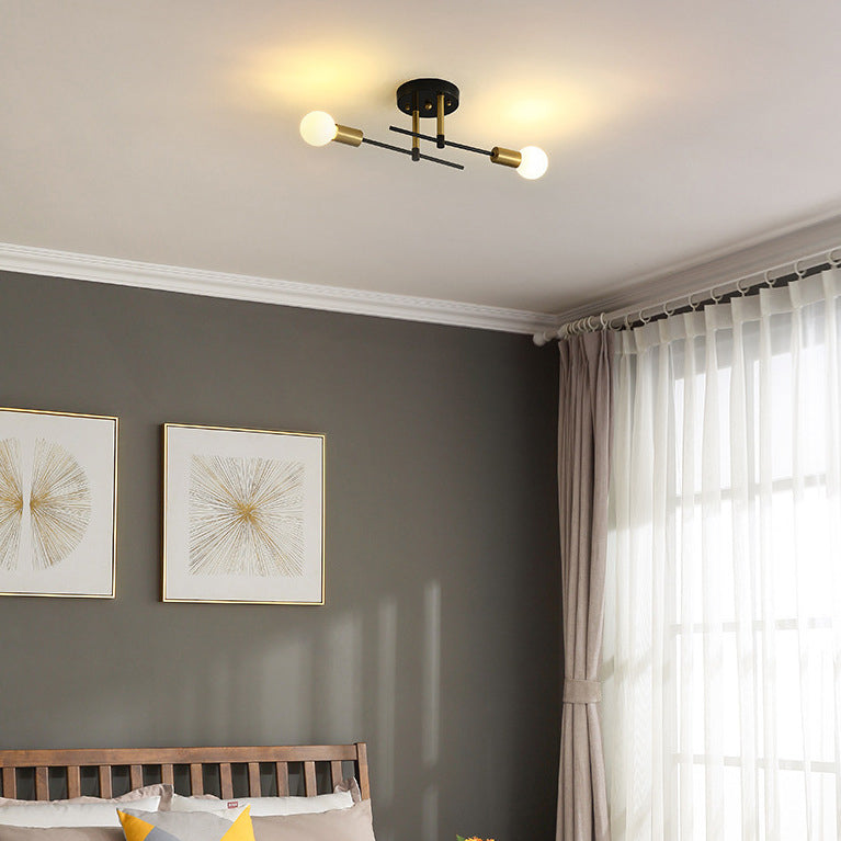 Contemporary Scandinavian Round Iron 2-Light Track Lighting Flush Mount Ceiling Light For Hallway