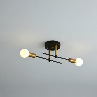 Contemporary Scandinavian Round Iron 2-Light Track Lighting Flush Mount Ceiling Light For Hallway