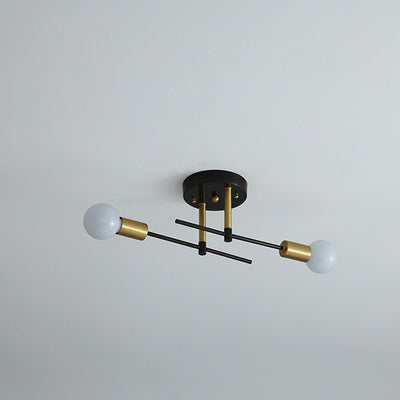 Contemporary Scandinavian Round Iron 2-Light Track Lighting Flush Mount Ceiling Light For Hallway