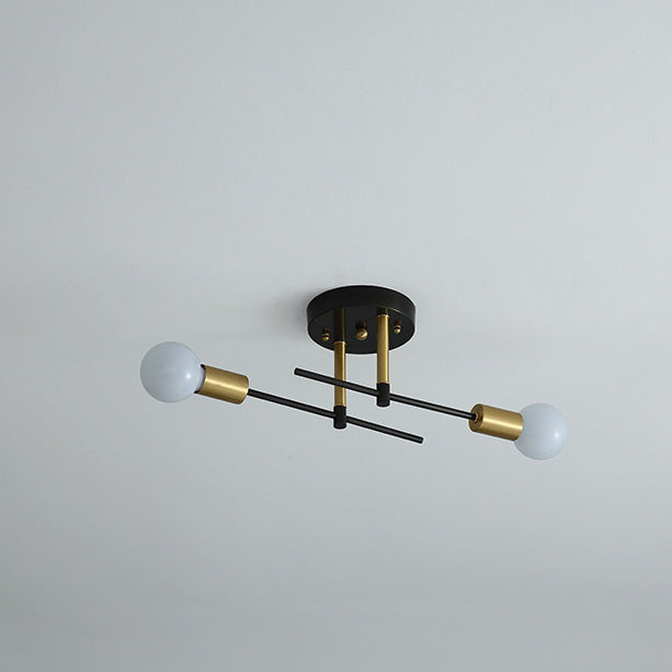 Contemporary Scandinavian Round Iron 2-Light Track Lighting Flush Mount Ceiling Light For Hallway