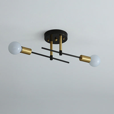 Contemporary Scandinavian Round Iron 2-Light Track Lighting Flush Mount Ceiling Light For Hallway