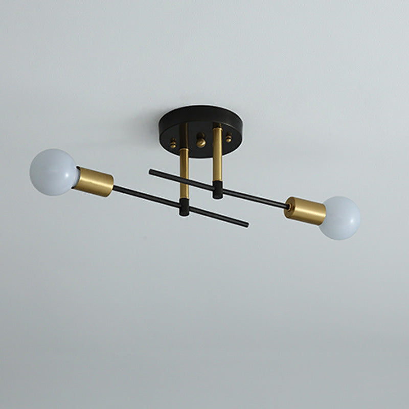 Contemporary Scandinavian Round Iron 2-Light Track Lighting Flush Mount Ceiling Light For Hallway