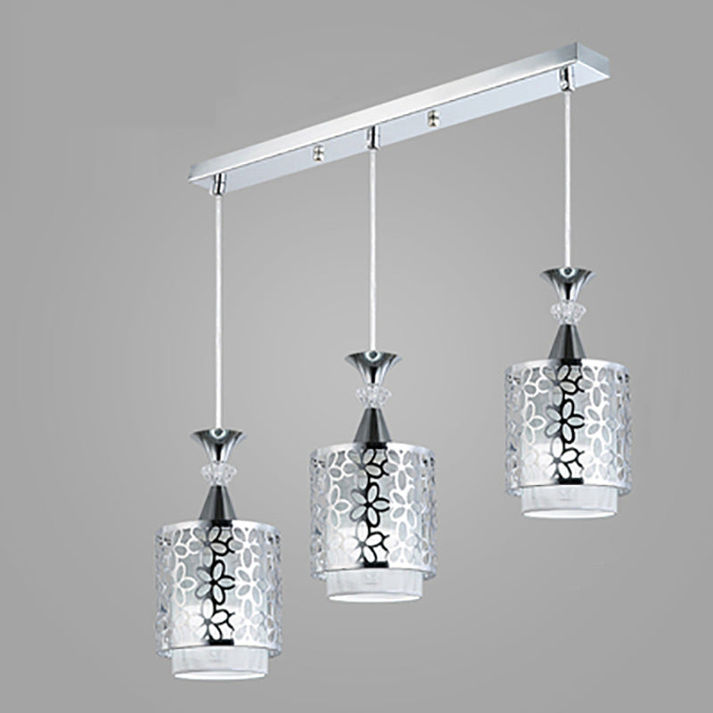 Moderne minimalistische Zylinder Aluminium Eisen 1/3 Licht Insel Licht Kronleuchter für Esszimmer 
