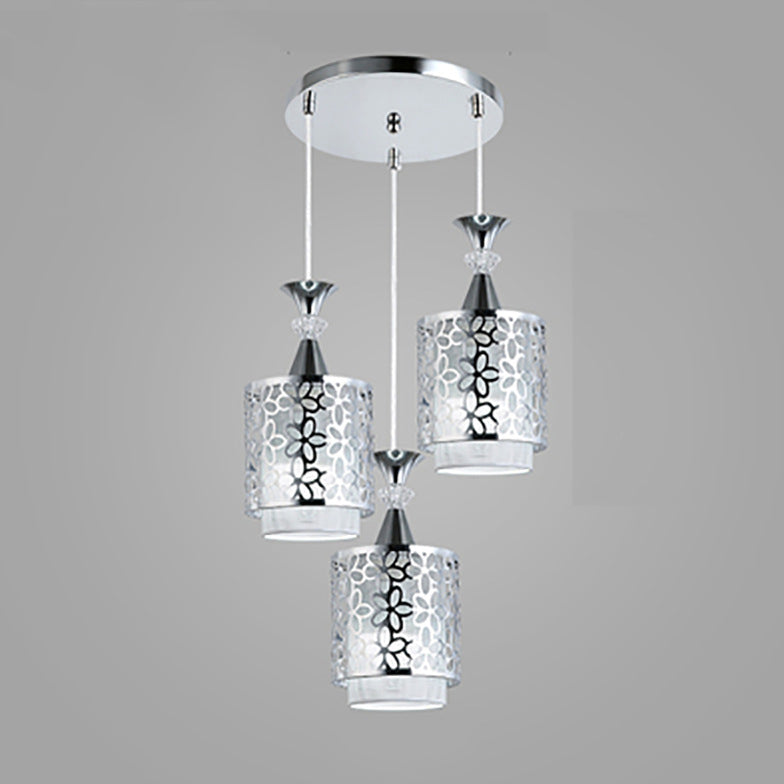 Modern Minimalist Cylinder Aluminum Iron 1/3 Light Island Light Chandelier For Dining Room
