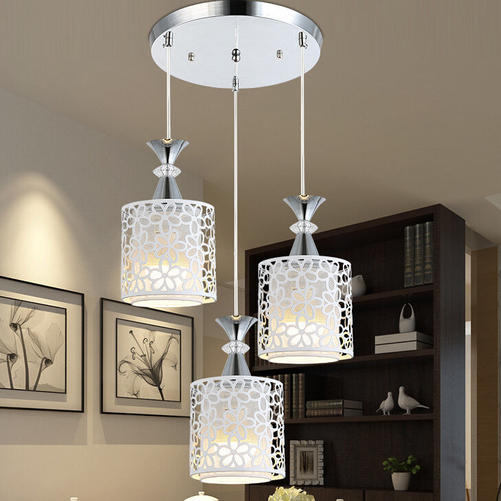 Modern Minimalist Cylinder Aluminum Iron 1/3 Light Island Light Chandelier For Dining Room