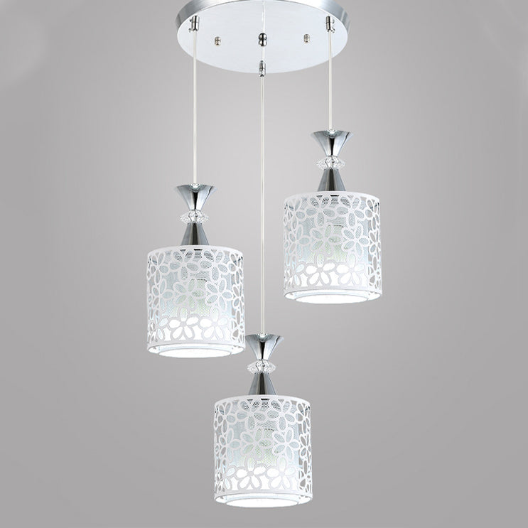 Modern Minimalist Cylinder Aluminum Iron 1/3 Light Island Light Chandelier For Dining Room