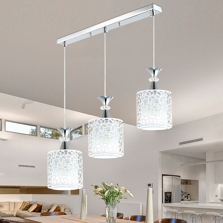 Moderne minimalistische Zylinder Aluminium Eisen 1/3 Licht Insel Licht Kronleuchter für Esszimmer 